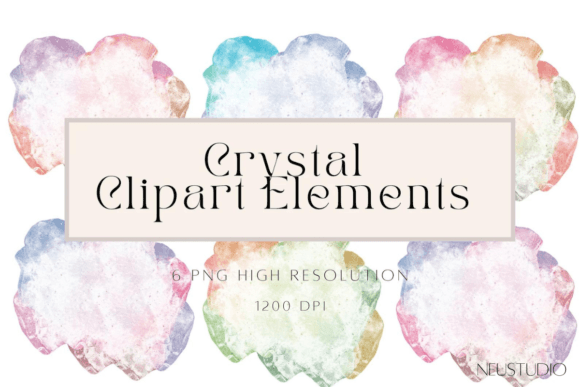 Crystal Clipart Elements: Elevating Digital Design with High-Resolution Watercolor Aesthetics