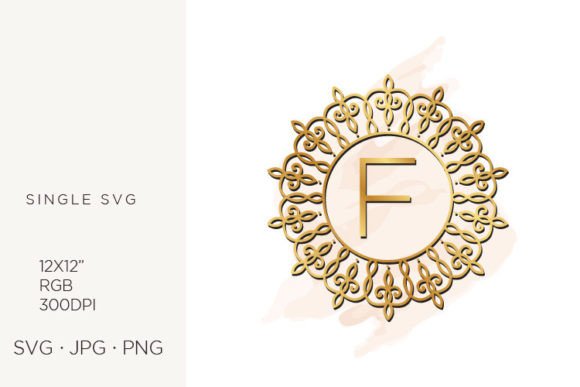 Golden Ornamental Monogram Letter F: A Design Asset