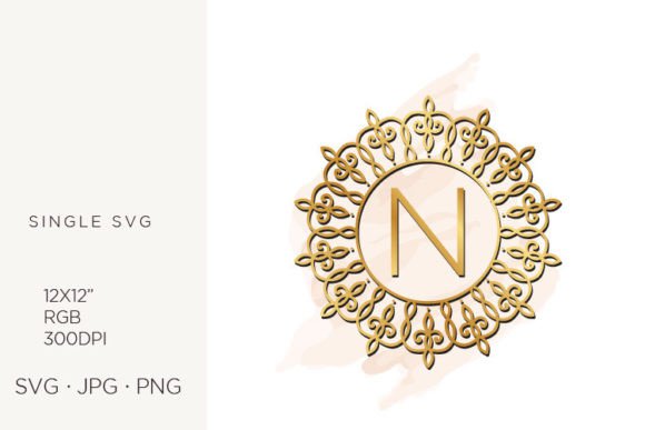 Golden Ornamental Monogram Letter N