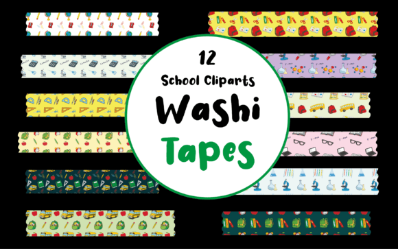 School Cliparts Washi Tapes Elements: Elevating Digital and Physical Creativity